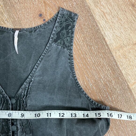 Free People Tencel washed black with lace dress size XS - Picture 5 of 9